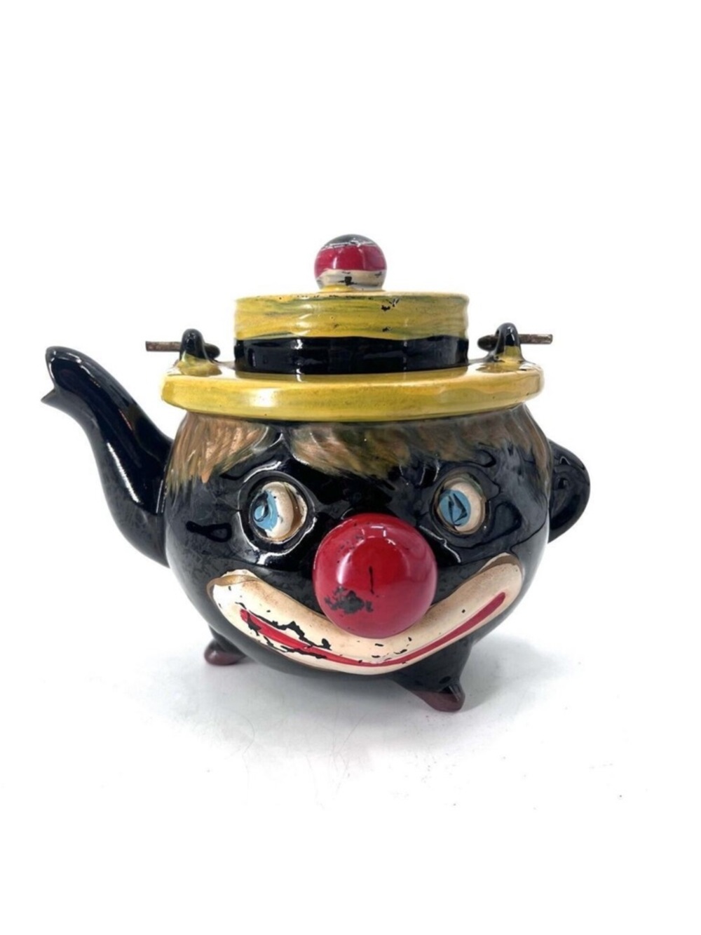 Antique Thames 1940's Redware Clown Teapot